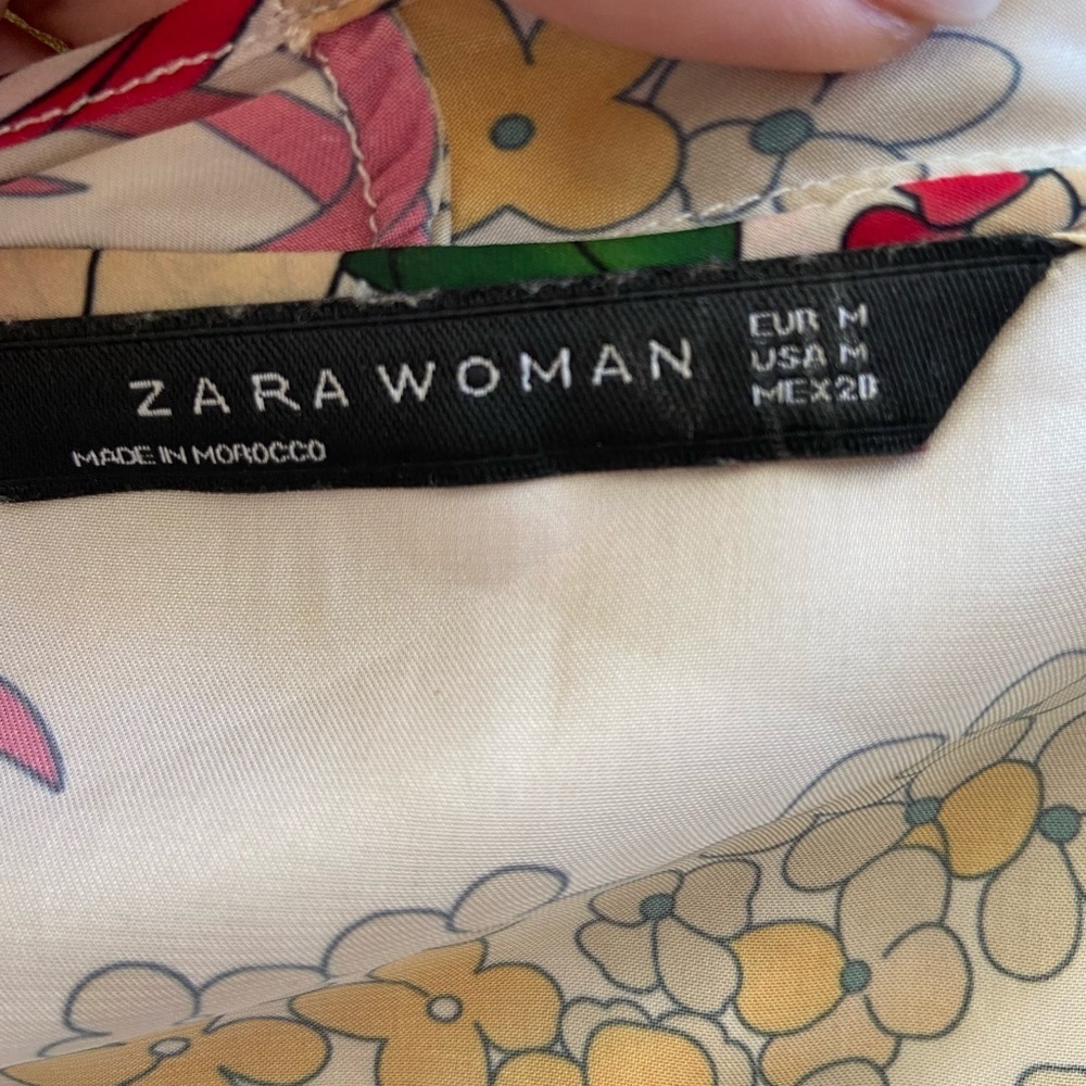 ZARA TROPICAL PATTERN RETRO BLOUSE - Picture 9 of 10